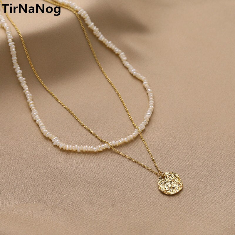 Han Edition Baroque Freshwater Pearl Necklace Simple Geometrical Irregular Multi-storey Clavicle Chain Necklace Pendant