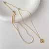 Han Edition Baroque Freshwater Pearl Necklace Simple Geometrical Irregular Multi-storey Clavicle Chain Necklace Pendant