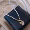 Han Edition Baroque Natural Freshwater Pearl Necklace Crystal Butterfly Fairy Female Sautoir Clavicle Necklace