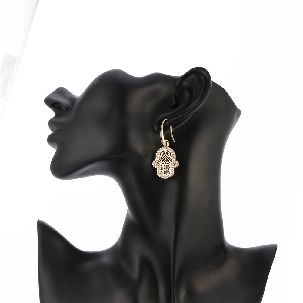 Hand Hamsa Crystal Woman Earrings Jewelry Gift Silvery Gold Vintage Charm Earring Woman Accessories  2022 New