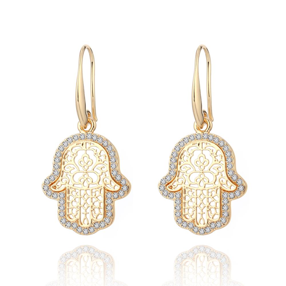 Hand Hamsa Crystal Woman Earrings Jewelry Gift Silvery Gold Vintage Charm Earring Woman Accessories  2022 New