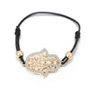 Hand Hamsa Fatima Bracelet Gold Silvery Crystal Pendant Hollow Rope Women Bracelets Leather Buddhism Jewelry Women Accessorie