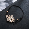 Hand Hamsa Fatima Bracelet Gold Silvery Crystal Pendant Hollow Rope Women Bracelets Leather Buddhism Jewelry Women Accessorie