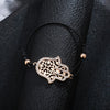 Hand Hamsa Fatima Bracelet Gold Silvery Crystal Pendant Hollow Rope Women Bracelets Leather Buddhism Jewelry Women Accessorie
