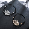 Hand Hamsa Fatima Bracelet Gold Silvery Crystal Pendant Hollow Rope Women Bracelets Leather Buddhism Jewelry Women Accessorie