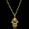 Hand Of Fatima Necklace &amp; Pendant Iced Out Water wave Chain Gold AAA Cubic Zircon Men's Women   Hip hop Rock Jewelry