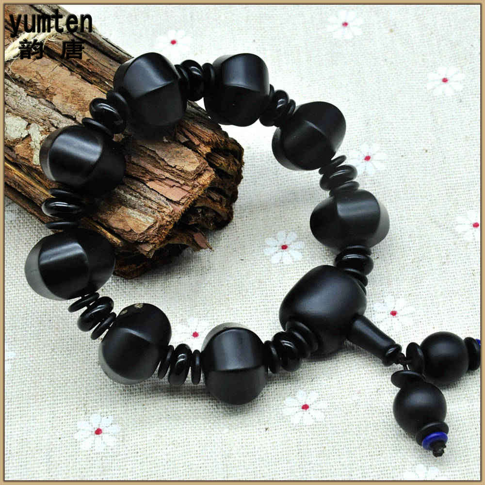 Hand String Natural Gemstones Beads Bead Bracelet Obsidian Agate Pulseiras Femininas Womens Men Jewelry Pulseira Masculina Amber