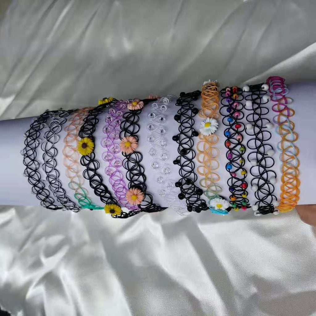 Hand-woven Fish Thread Tattoo Retro Collarbone Necklace Neck Chain Gothic Fish Thread Color Choker Gothic Jewelry for Women