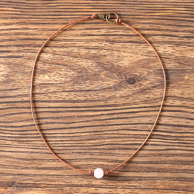 Handamde Leather Necklaces Semi Precious Stone Short Chokers   Necklace Women Statement Necklaces Jewelry