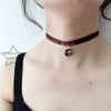 Handmade 14MM Acrylic Pearl Pendant & Brown Velvet Ribbon Rope Jewelry Choker Necklaces