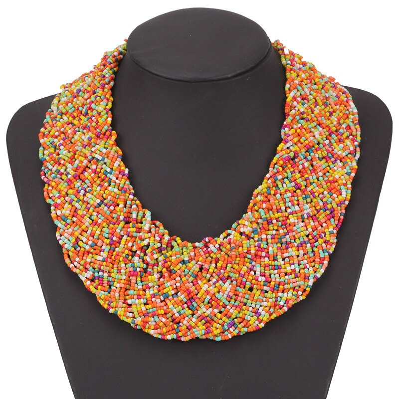 Handmade Beads Necklace Bohemia Boho Necklace Ethnic Wide Choker Bohemian Necklaces Women Accessories Collier Ethnique Boheme