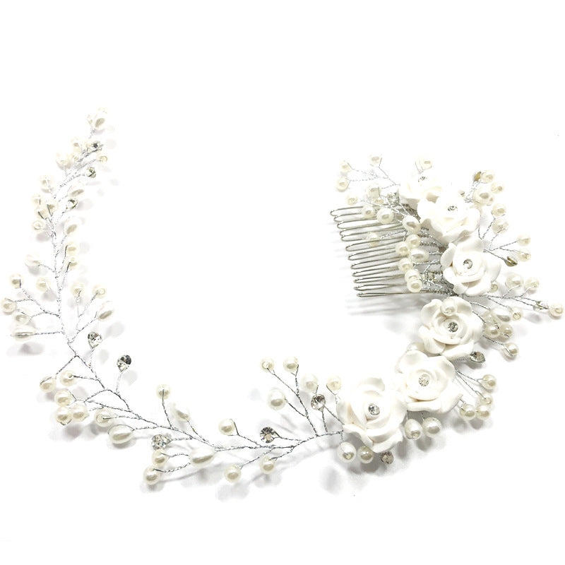 Handmade Beautiful White Flower Vine Tiara Bride Hair Combs Bridal Prom Headbands Head Decorations Wedding Jewelry Accessories