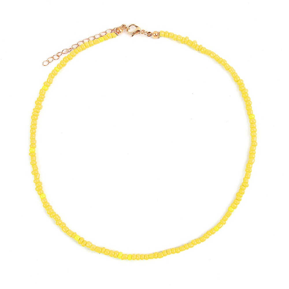 Handmade  Boho Colorful Resin Seeds Beads Short Necklaces Clavicle Choker Collars for Women Party Jewelry Fashion