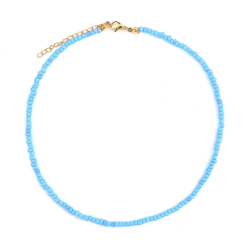 Handmade  Boho Colorful Resin Seeds Beads Short Necklaces Clavicle Choker Collars for Women Party Jewelry Fashion