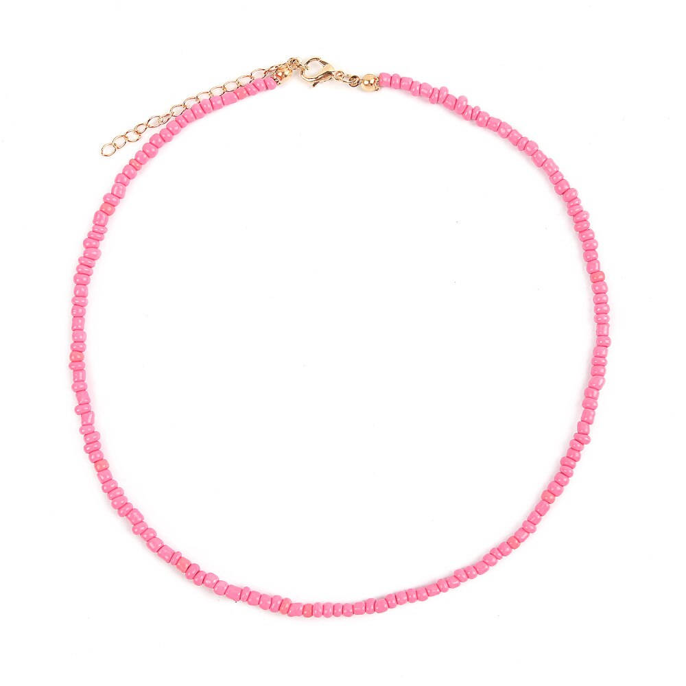 Handmade  Boho Colorful Resin Seeds Beads Short Necklaces Clavicle Choker Collars for Women Party Jewelry Fashion