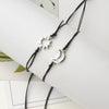 Handmade Braided Black Rope Bracelet Silver Color Bohemian Sun&Moon Charm Bracelets For Women Men Pinky Promise Card Bracelet