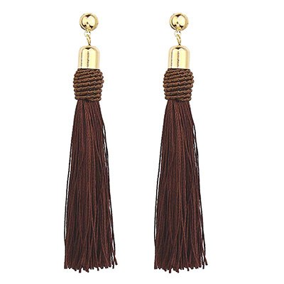 Handmade Brincos Silk Tassel Fringed Earrings 2020 Trendy Black Red Yellow Green Long Dangels Ear Jewellery For Women 2E138