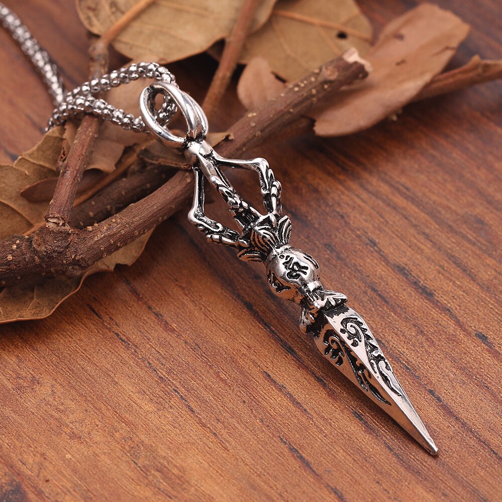 Handmade Buddhist Dorje Pendant Tibetan Vajra Pendant Necklace Vintage Thai Women Men Fine jewelry Necklaces