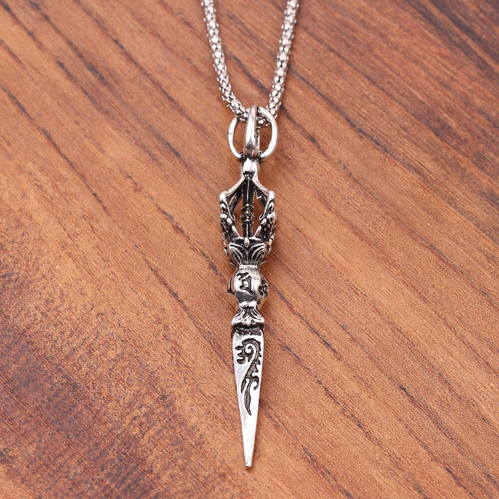 Handmade Buddhist Dorje Pendant Tibetan Vajra Pendant Necklace Vintage Thai Women Men Fine jewelry Necklaces