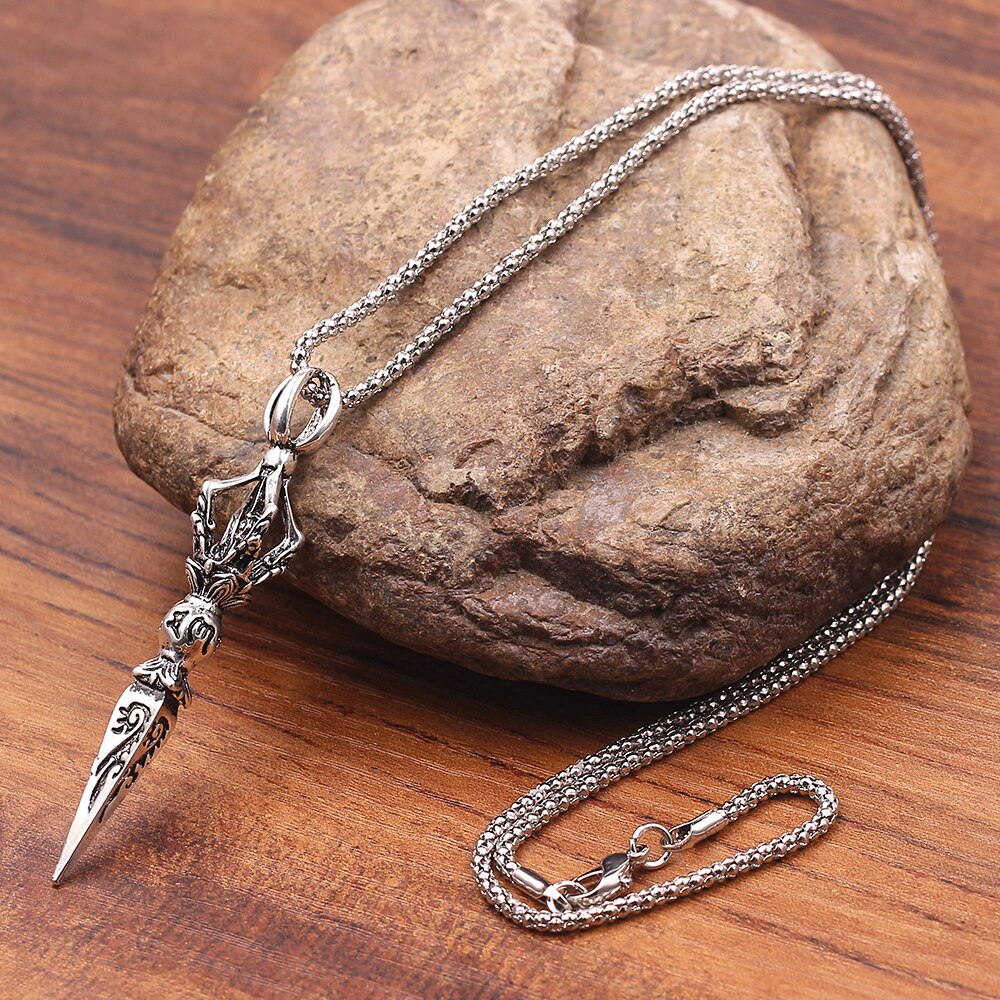 Handmade Buddhist Dorje Pendant Tibetan Vajra Pendant Necklace Vintage Thai Women Men Fine jewelry Necklaces