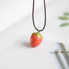Handmade Ceramic Three-dimensional Strawberry Necklace Pendant Popular Fruit Jewelry #MZ422