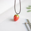 Handmade Ceramic Three-dimensional Strawberry Necklace Pendant Popular Fruit Jewelry #MZ422