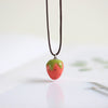 Handmade Ceramic Three-dimensional Strawberry Necklace Pendant Popular Fruit Jewelry #MZ422