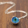Handmade DIY Double Sided Pendant Necklace Dragon eye Art Photo Glass Cabochon Jewelry Chain Necklaces for Women