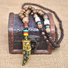 Handmade Ethnic Necklace Indian Bohemian Nepal Mala Buddhist Wood Beads Tibetan Fish Pendant Long Statement Necklaces Women Men