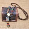 Handmade Ethnic Necklace Indian Bohemian Nepal Mala Buddhist Wood Beads Tibetan Fish Pendant Long Statement Necklaces Women Men
