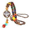 Handmade Ethnic Necklace Indian Bohemian Nepal Mala Buddhist Wood Beads Tibetan Fish Pendant Long Statement Necklaces Women Men