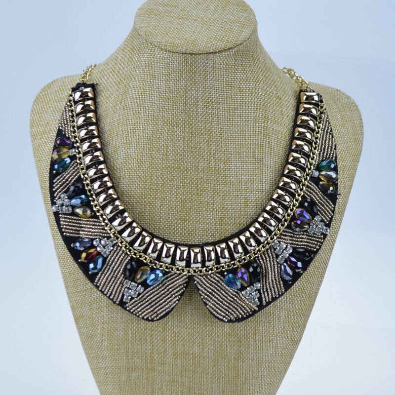 Handmade Bohemia Short crystal collar jewelry & Mixed color choker necklace & Trendy Women statement Necklaces