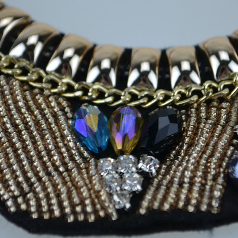 Handmade Bohemia Short crystal collar jewelry & Mixed color choker necklace & Trendy Women statement Necklaces