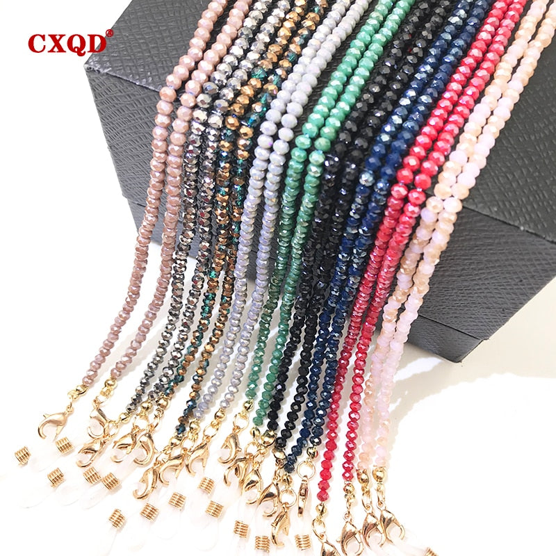 Handmade  Reading Glasses Chain For Women Sunglasses Cords Casual 3mm electroplated Glass Beaded Eyeglass Masks Chain