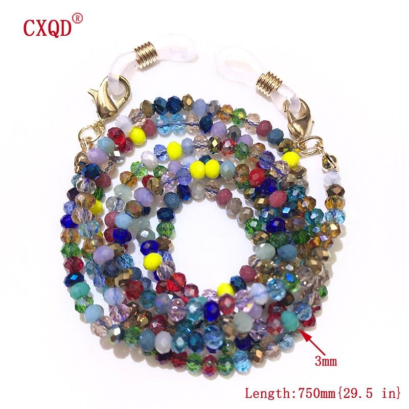 Handmade  Reading Glasses Chain For Women Sunglasses Cords Casual 3mm electroplated Glass Beaded Eyeglass Masks Chain