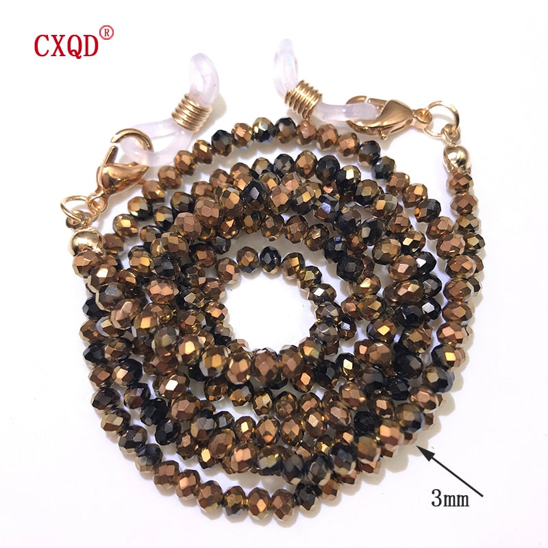 Handmade  Reading Glasses Chain For Women Sunglasses Cords Casual 3mm electroplated Glass Beaded Eyeglass Masks Chain