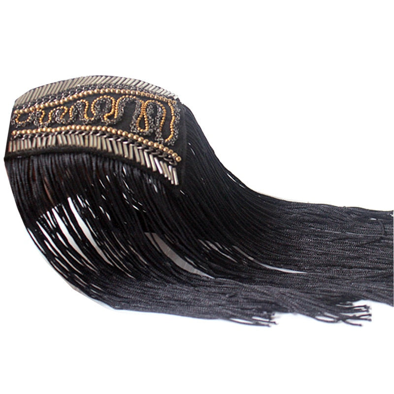 Handmade Tassel Chain Shoulder Board Badges Beads Fabric Metal Epaulet Epaulette Military Pin on Brooch Medal