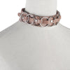 Handmade Women Ladies Gothic Punk Leather Metal  Round Choker Collar Necklace