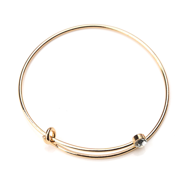 Handmade Gold Silver Color Alloy Bracelets & Bangles Adjustable Wire Crystal Bangle Women Jewelry Party Gift