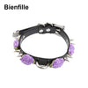 Handmade Harajuku PU Leather Spiked Flower Collar Necklace Kawaii Cosplay Slave Rose Spikes Pastel Gothic Punk Harajuku Choker