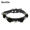 Handmade Harajuku PU Leather Spiked Flower Collar Necklace Kawaii Cosplay Slave Rose Spikes Pastel Gothic Punk Harajuku Choker