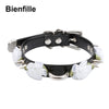 Handmade Harajuku PU Leather Spiked Flower Collar Necklace Kawaii Cosplay Slave Rose Spikes Pastel Gothic Punk Harajuku Choker