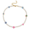 Handmade Imitation Pearls Smile Face Beaded Necklace For Women Acrylic Bead Strand Choker Collar Bohemian Jewelry 2022 Trend