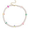 Handmade Imitation Pearls Smile Face Beaded Necklace For Women Acrylic Bead Strand Choker Collar Bohemian Jewelry 2022 Trend