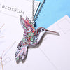 Handmade Jewelry Colorful Double Side Acrylic Flying Bird Printing Flower Pendant Necklace For Women Costume Sweater Chain Gift