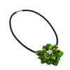 Handmade Jewelry Natural white freshwater pearl green baroque shell flower necklace