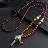 Handmade Men Nepal Ethnic Necklace Buddhist Mala Wood Beads Pendant Necklace Women Long Sweater Chain