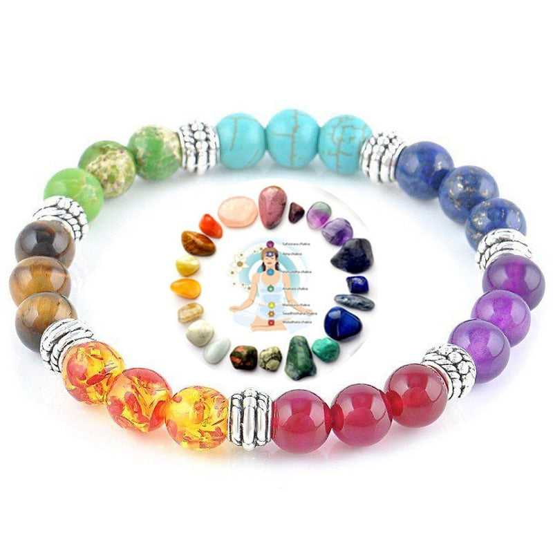 Handmade Natural 7 Chakra Bead Stone Bracelets for Women Reiki Healing Yoga Bracelet Strand Beaded Bracelet Men
