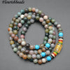 Handmade Natural India Agate Stone Round Beads Multi Rows Stretch Mala Prayer Bracelets Fashion Jewelry