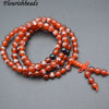Handmade Natural Red Agate Stone Lotus Round Beads Multi Rows Stretch Mala Prayer Bracelets Fashion Buddhist Jewelry